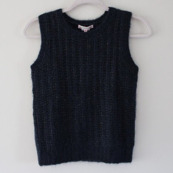 NWT Bonpoint Sweater Tank Vest Alpaca Merino Wool Navy Blue Gold Sparkle 12 - Picture 1 of 6